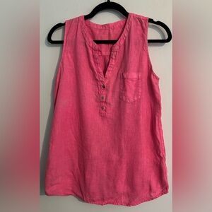 Lilly Pulitzer Womens Sz Med Pink Key Largo Linen Sleeveless Blouse Button Front